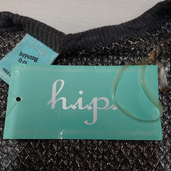 H.i.p. Cardigan Women's Gray Silver Metallic Open Front Sweater Sz L NWT - Picture 8 of 9